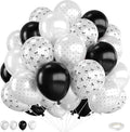 Black and White Bow Balloons, 12 Inch Pearl White Black Bow Printed Balloon by FEYG