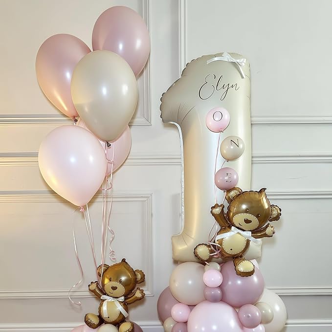 Cream Number 12 Balloons, 40 Inch 12 Balloons Giant Helium Foil Mylar Beige 12 - Image 5
