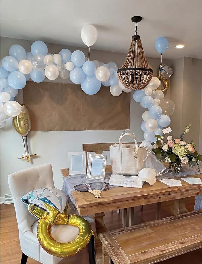 Light Blue and White Balloons, Photo Backdrop | 50PCS 12 Inch Blue and White - Image 9