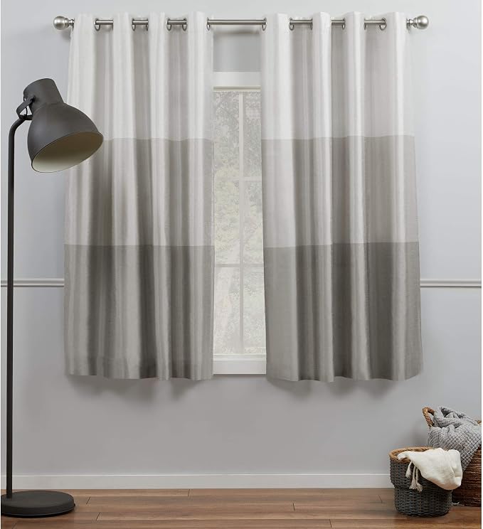Exclusive Home Chateau Striped Faux Silk Grommet Top Curtain Panel Pair by Chaps