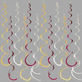 36 Pcs Maroon Gold Hanging Swirl Decorations Glitter Gold Burgundy Beige Felt by pinkblume