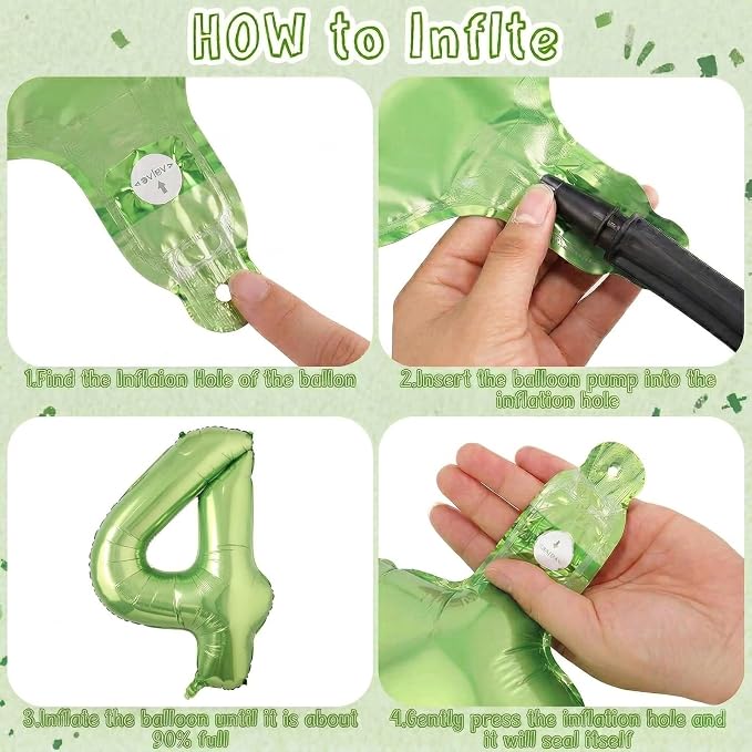 Shiny Metallic Light Green Foil Finish Number 14 Balloon, Botanical Themed - Image 5