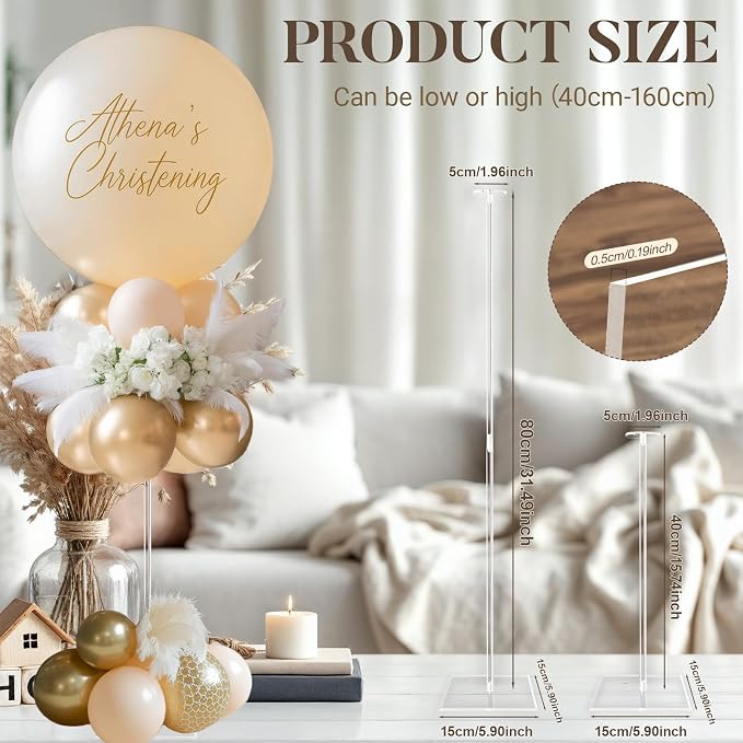 OurWarm Acrylic Balloon Stands for Table Centerpieces, 10 Pack 31.5 Inch | - Image 2
