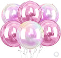 Pink and Iridescent Round Balloons Foil, 22Inch Round Shaped Ball Balloon by Saxuxu