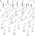 BEISHIDA Silver Star Hanging Swirl Decorations, Hanging Silver Party Supplies by Beishida