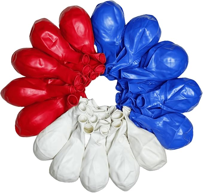 90 Pack Red White Blue Balloons 18 Inch Latex Party Balloon in Bulk by ZWZLIULIAN