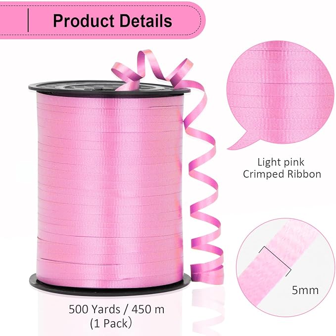 Pink Ribbon, 500 Yard Crimped Pink Curling Ribbon, Curling Ribbon - Image 5