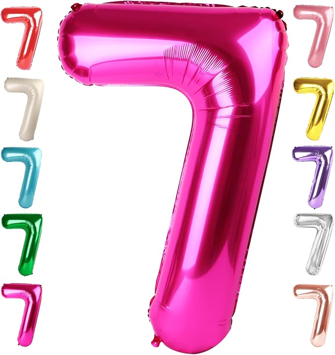 Number 7 Balloon Birthday Decorations, 40In Hot Pink Balloons by Mluchee