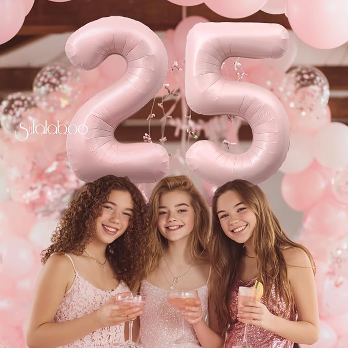 40 Inch Light Pink Number 25 Balloon 0-9 25th Foil Big Giant | Digital - Image 3