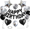 27 Pcs Black Silver Birthday Decorations, 3D Letters Black Happy Birthday by WEIKA
