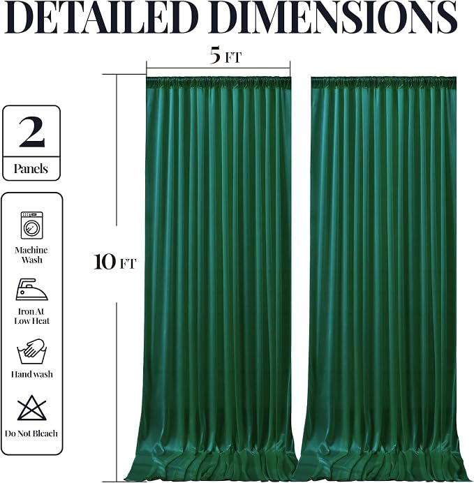 10x10 ft Dark Green Glitter Backdrop Curtain - Image 8