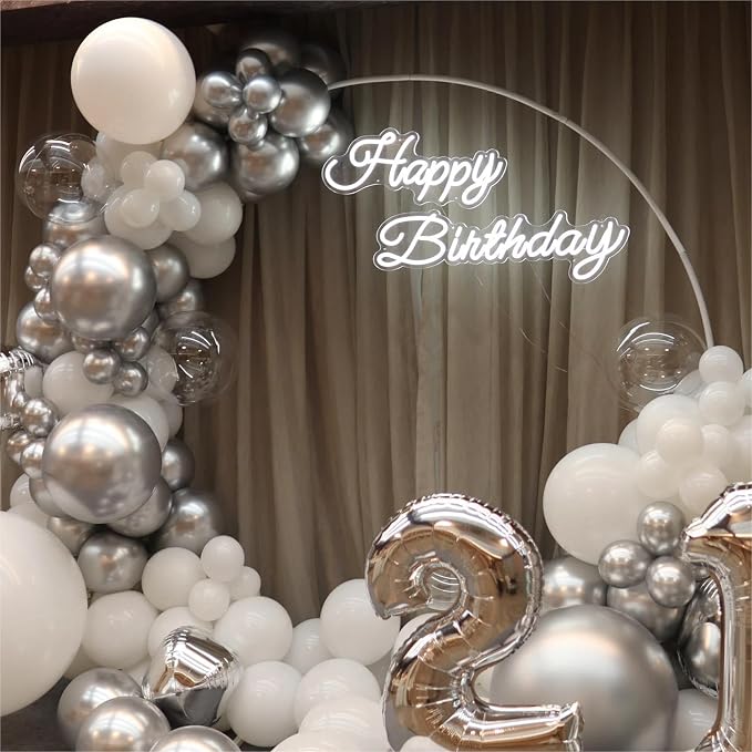 136pcs White and Silver Balloons Garland Arch Kit - Image 5