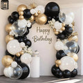 Black Gold White Sand Clear Balloons Arch Kit, Party Decor. | Black, chrome gold by Unknown