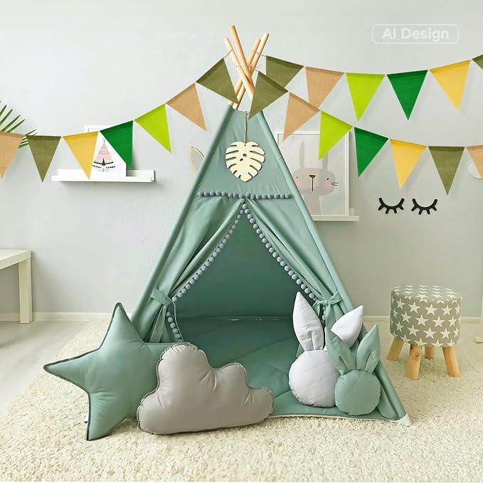 G2PLUS Pre-Strung Burlap Pennant Banner, 65Ft Sage Green and Yellow Triangle - Image 6