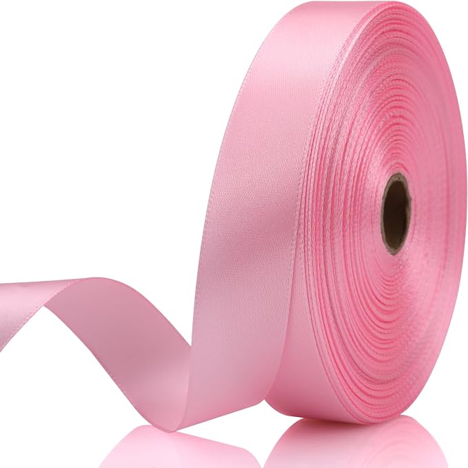 7/8 Inch 60 Yards Light Pink Satin Craft Ribbon-Single Face Polyester Ribbon by Unknown
