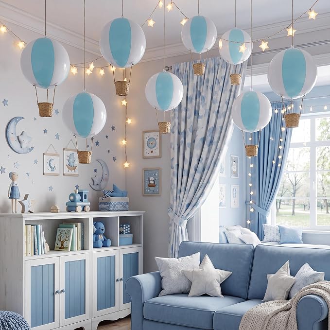 8 Sets Hanging Hot Air Balloon Decoration from Ceiling 12 Inch PVC Lanterns by Unknown