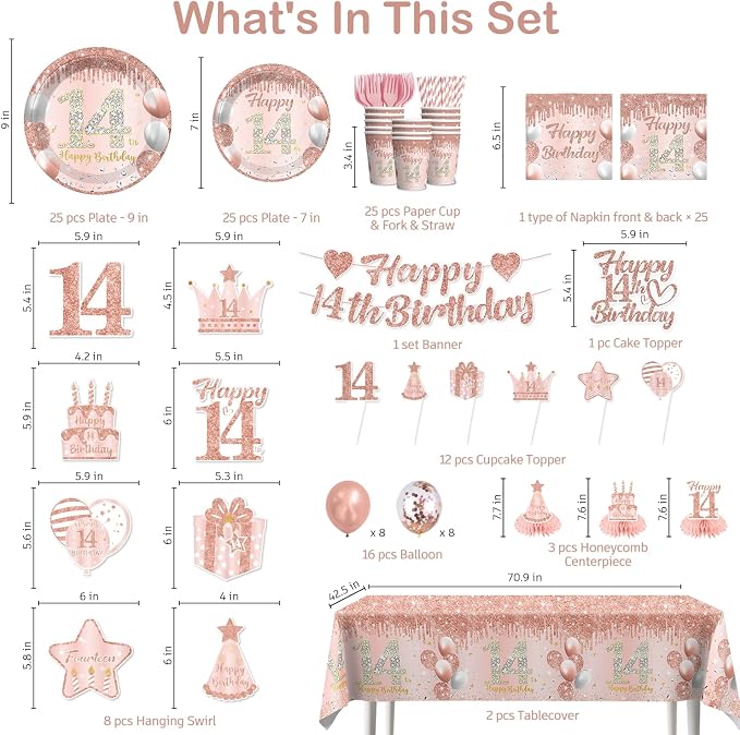 193pcs 14th Birthday Decorations - Image 2