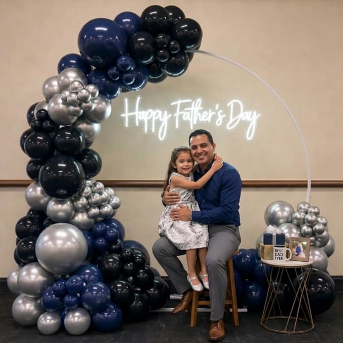 Navy Blue and Black Balloons, 12 Inch Metallic Dark Navy Blue and Silver - Image 4