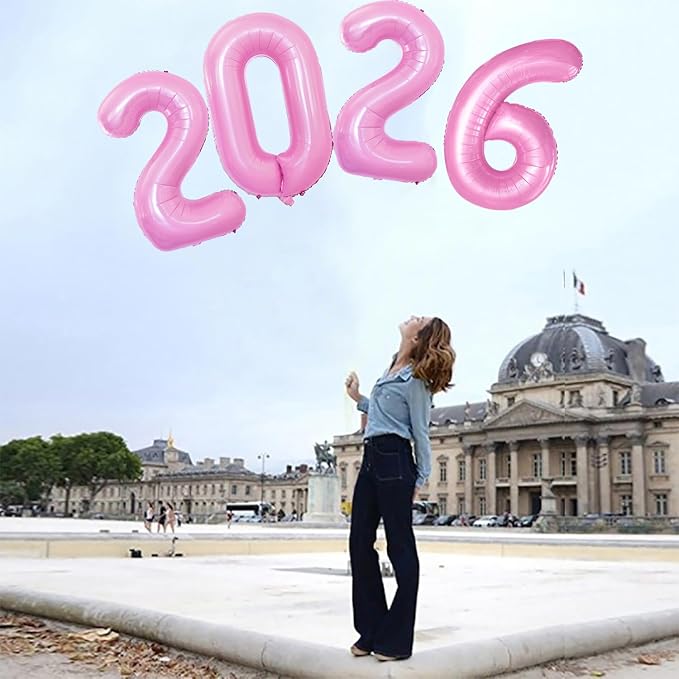 42 Inch 2026 Light Pink Foil Number Balloons - Image 2