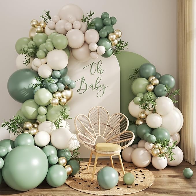 Sage Green Balloon Arch Kit for Baby Shower Bridal Shower Decorations | 132Pcs by JOYFLOAT