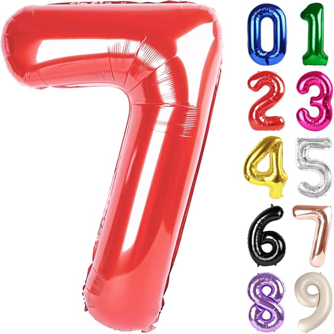 7 Balloon - Red Birthday Number Balloons, 40 Inch Decorations Men Women | Red by ALPHADELTAPI