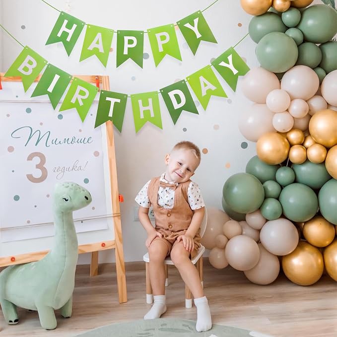 Pre-Strung Green Happy Birthday Banner Signs Party Decorations - Image 6