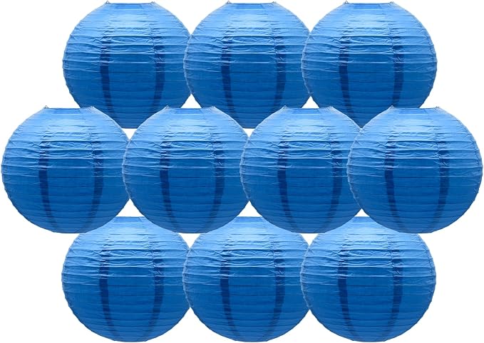Royal Blue Paper Lanterns Chinese Japanese Round Shape Hanging Ceiling by BARTHEW