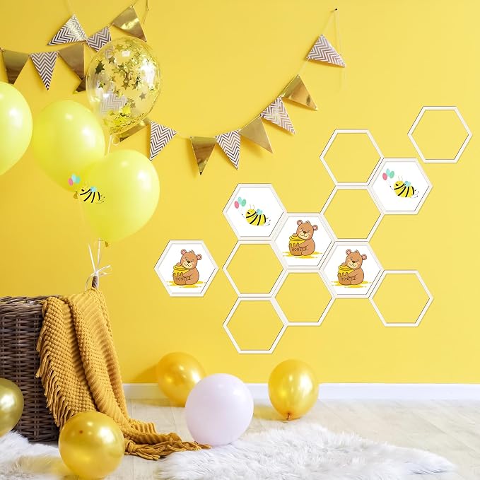 Gerrii 24 Pcs 6.8 Inch Honeycomb Decorations Unfinished Wooden Hexagon Wall - Image 4