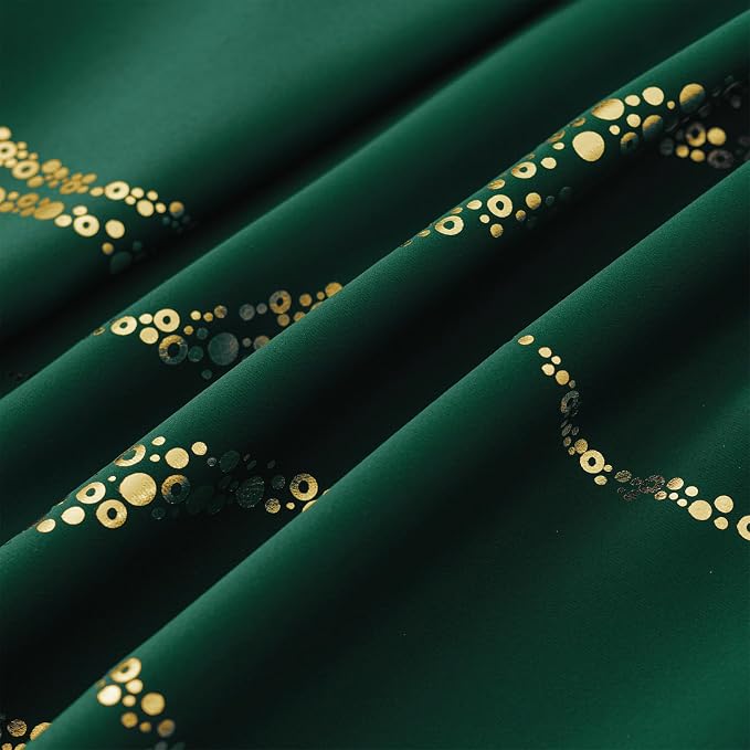Yakamok Emerald Green Curtains for Livingroom Foil Print W52 x L63-inch | - Image 7