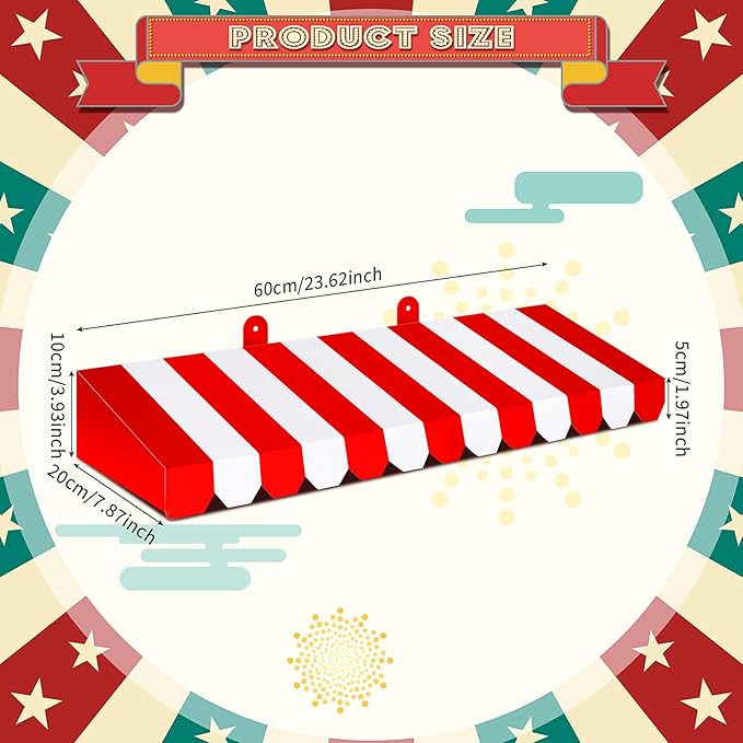 Boao 4 Pack Circus Awning Decoration 3D Stripe Cardboard Awning Carnival Wall - Image 2