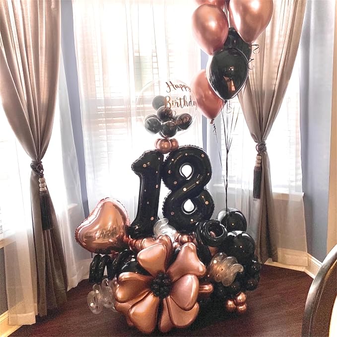 Black Number 17 Mylar Foil Balloons, 40 Inch Giant Black 17th Birthday Balloons - Image 4