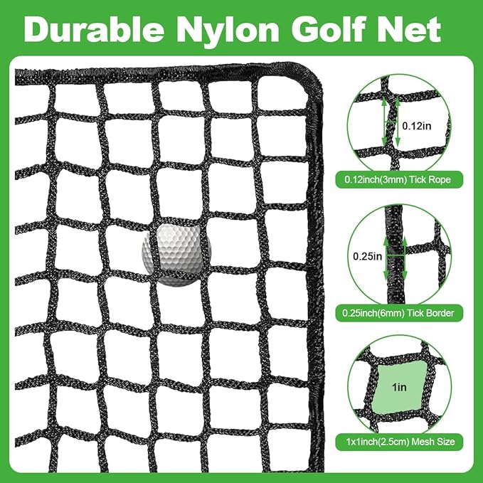 Golf Practice Net, 12X12ft /12X15ft/12X20ft Golf Hitting Hanging Kit, Sports Practice Barrier Net for Backyard and Garage, Indoor/Outdoor DIY Sports Netting for Baseball, Hockey, Soccer