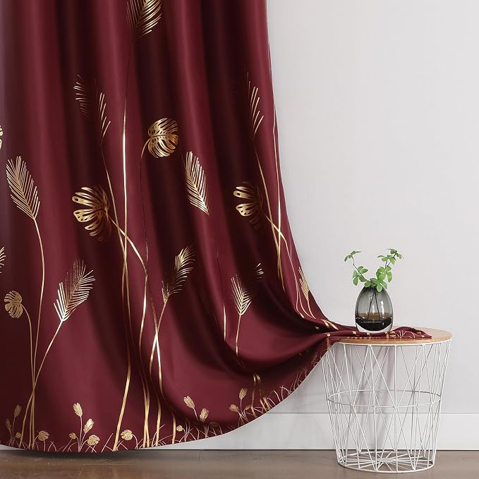 Burgundy Red Blackout Curtains for Living Room 96 Inches Long, Room Darkening - Image 3