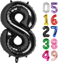 Black Number 8 Balloon 40 Inch, 8th Birthday Party Decorations Men Women | Foil by IWERP