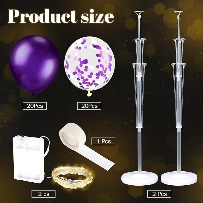 Wettarn 2 Sets Floor Balloon Column Stand Kit - Image 3
