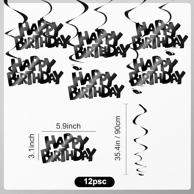 BEISHIDA 12 Pcs Happy Birthday Hanging Swirl Decorations, Birthday Party - Image 2