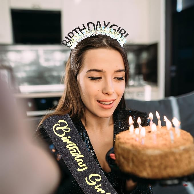 CIEHER Birthday Girl Headband Birthday Crown - Image 2