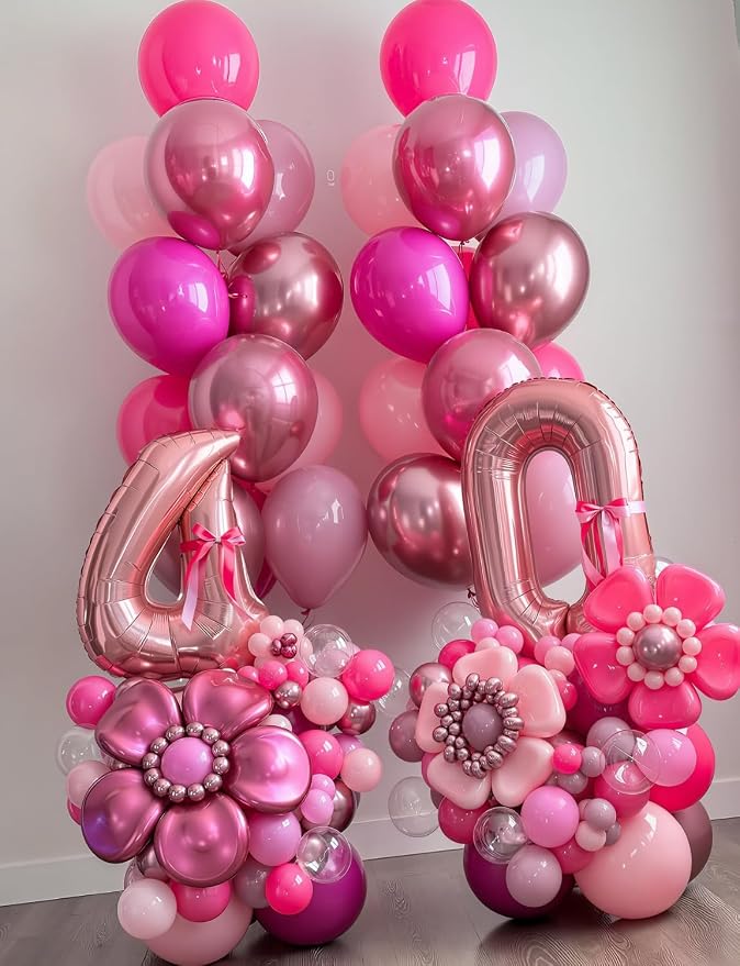 Pink Balloons Set, Metallic Chrome Pearl and Macaron Pink Balloons - Image 5