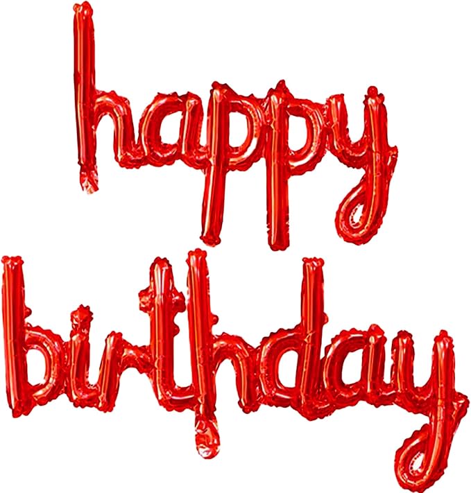 Red Happy Birthday Balloons Banner 16 Inch Mylar Foil | Happy Birthday Letters by Unknown