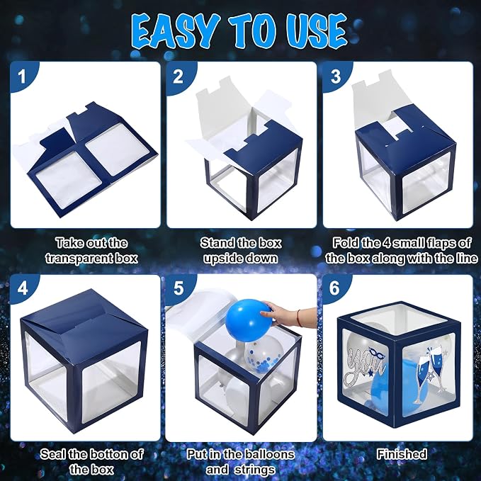 Capoda 44 Pcs Blue Silver Birthday Balloon Boxes - Image 4
