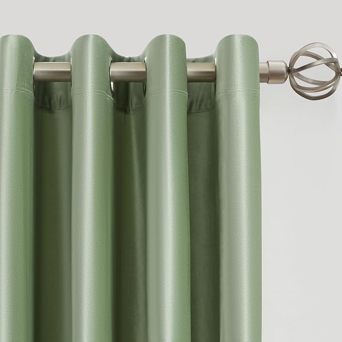 BULBUL Velvet Sage Green Blackout Curtains 102 inch Long - Image 2