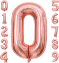 Rose Gold 0 Number Balloons, 40 Inch Big 0 Balloon Numbers Rose Gold 0 Foil by BBPOOL