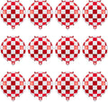 Gejoy 12 Pcs Checkered Foil Balloons Red White Gingham Plaid 18 Inch | by Unknown