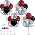 TONIFUL 4 Set Burgundy Red Black Silver Balloon Stand Centerpiece by TONIFUL