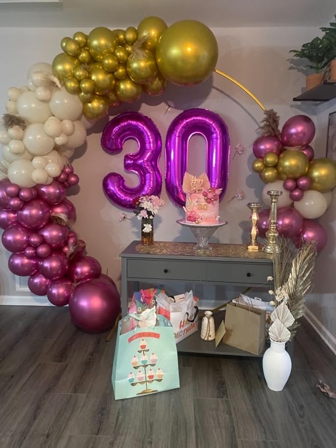 Number 0 Balloon Birthday Decorations, 40In Rose Purple Balloons - Image 2