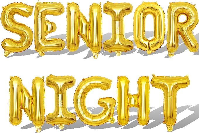 2 Set 22Pcs Gold SENIOR NIGHT Letter Balloons 16in Balloon Foil Letter by Fezava