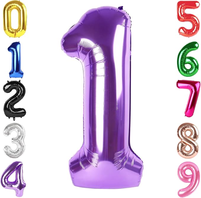 40 Inch Purple Number 1 Balloon Birthday Party Decorations by Hadoife