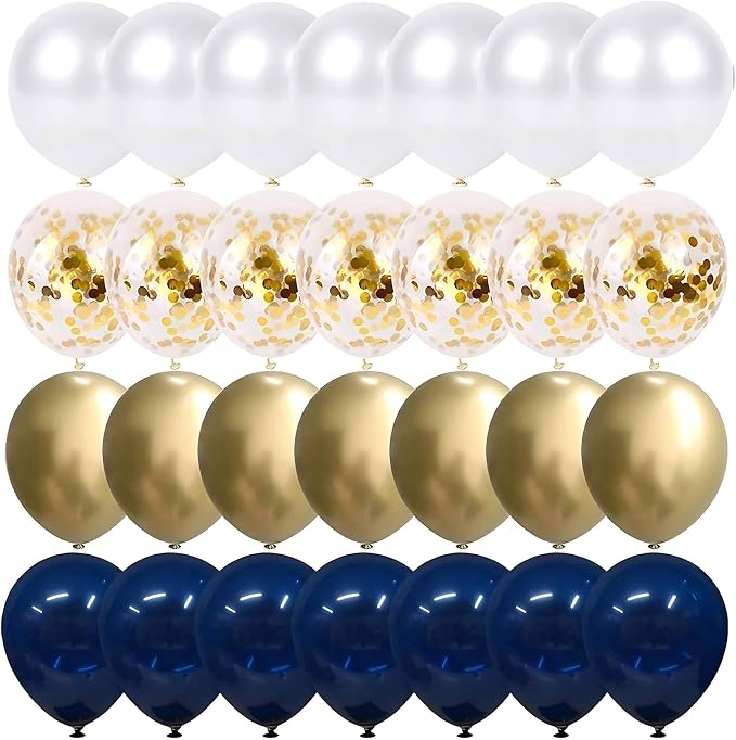 Navy Blue and Gold Confetti Balloons by Thomtery