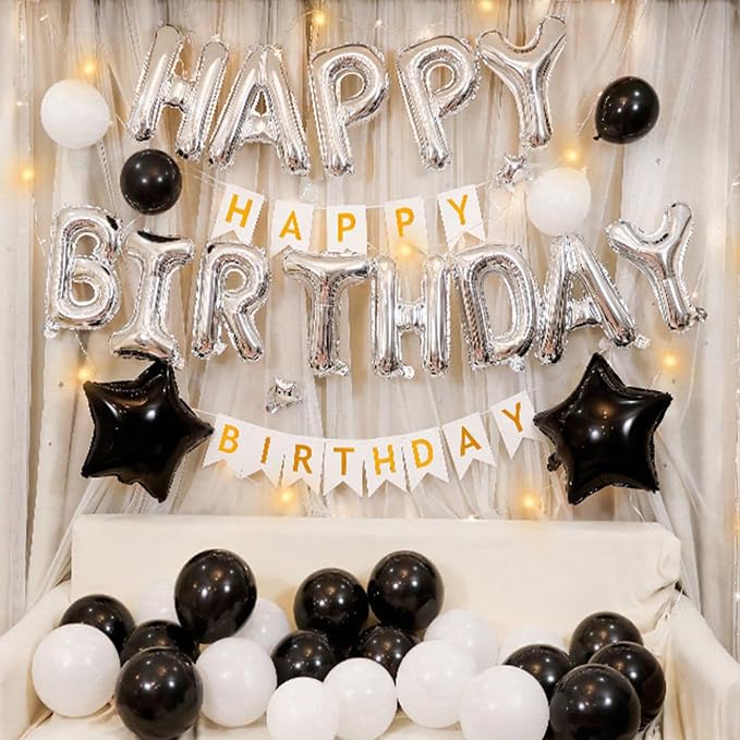 CANREVEL Happy Birthday Banner Decorations + Sign Balloons, - Image 5