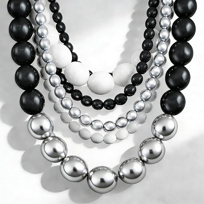 Black White and Silver Linking Balloons, Metallic Silver Quick Linked by af-tigonhw